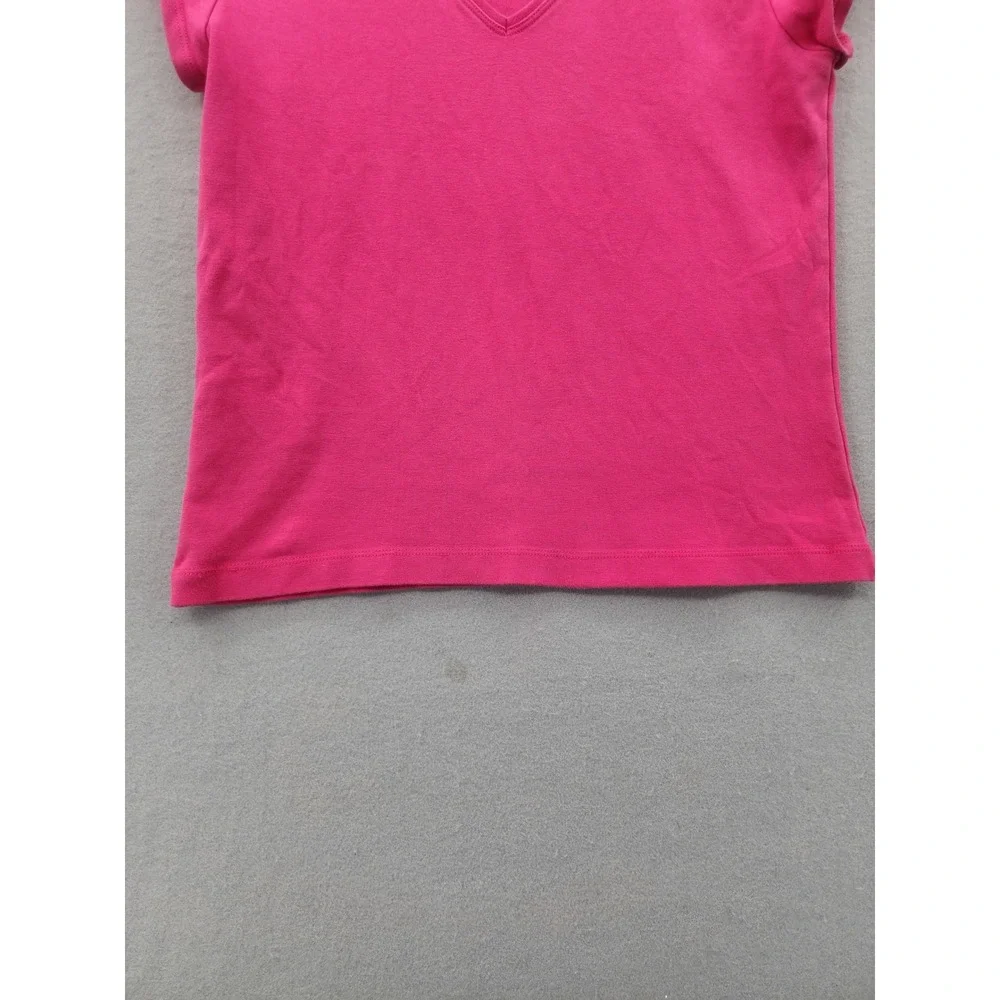 Chicos Pink V-Neck Short Sleeve T-Shirt Cotton Stretch Tee Womens‎ Size 1 Medium